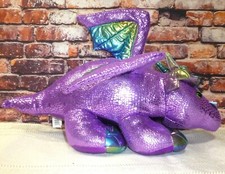 Vintage Dan Dee Plush Shiny Purple Dragon Stuffed Toy Dinosaur
