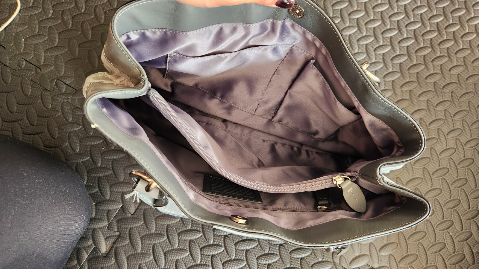 COACH Gray Bag Purse Pieced Patchwork Leather F15… - image 5