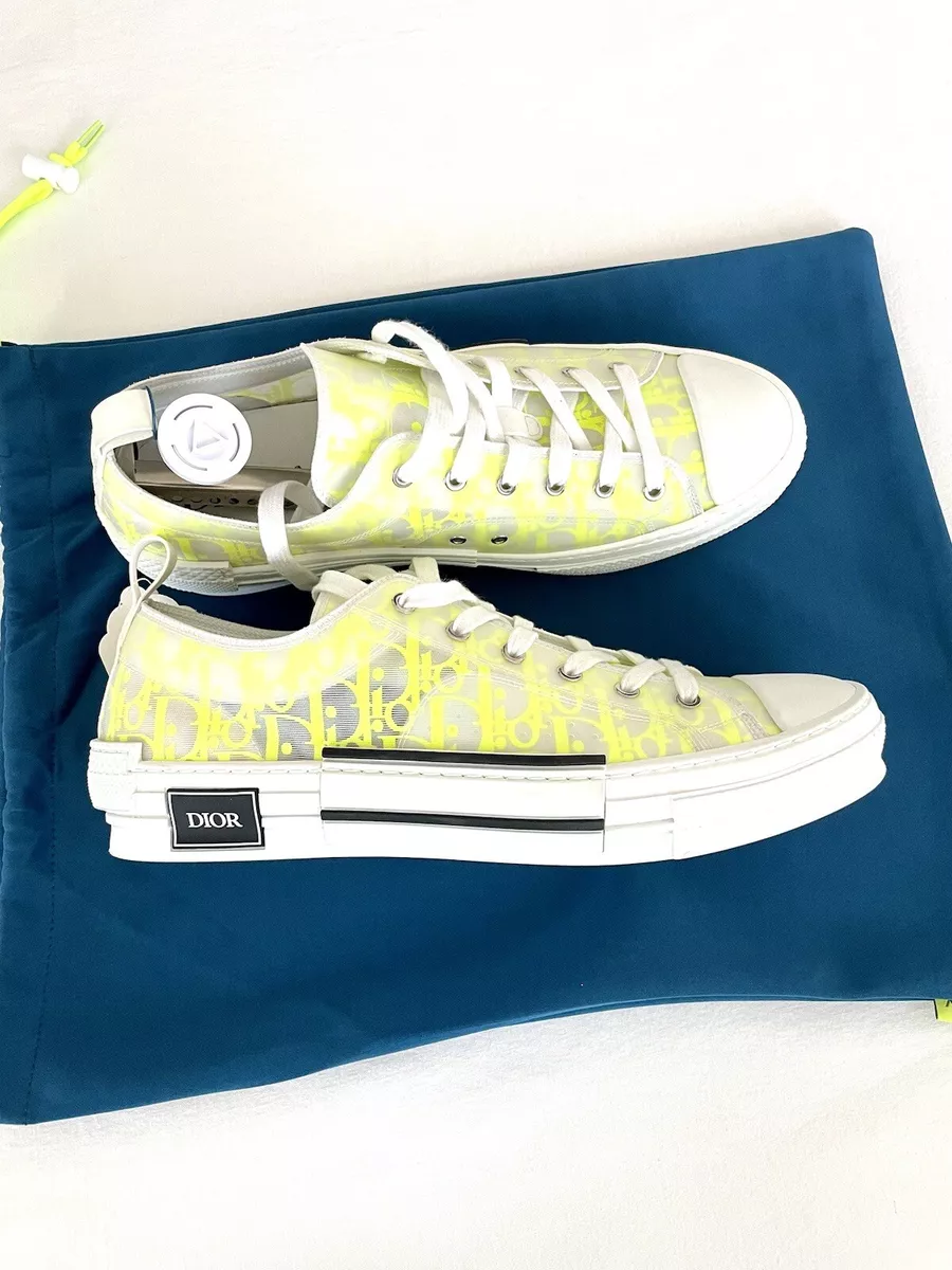 DIOR B23 LOW OBLIQUE WHITE NEON GREEN YELLOW DIOR SZ 46 AUTHENTICATED BY EBAY
