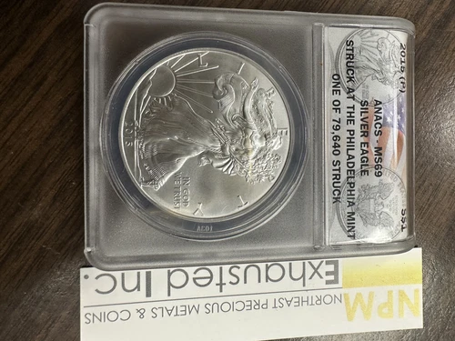 👉 2015 (P) Silver Eagle ANACS MS69 PHILADELPHIA MINT - MINTAGE OF 79,640 RARE !