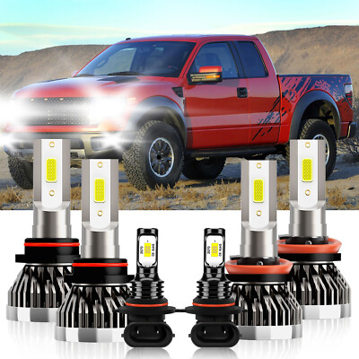 For Ford F-150 2015-2023 6Pcs LED Headlight High Low Beam+Fog kit Bulbs White