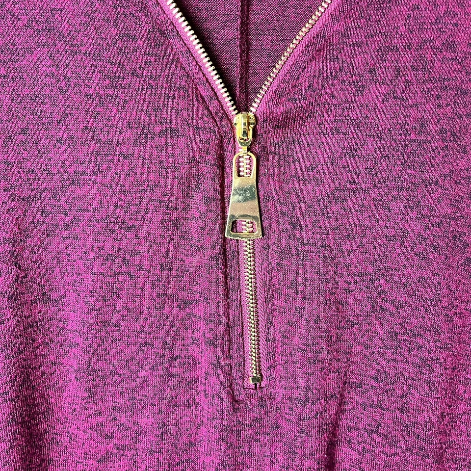 Suéter Allison Brittney (Talla L) Para Mujer Borgoña Tejido Fino Cremallera Cuello en V Foto 2 de 4