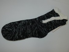Womens Slipper Socks Warm Fuzzy Black White Shoe Size 4-10
