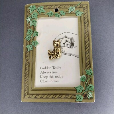 Golden Teddy Bear 1'' Lapel Hat Jacket Pin 1991 Valley Casting