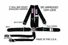 RJS RACING SFI 16.1 6 POINT CAM LOCK ROLL BAR MOUNT BELT BLACK 1031301