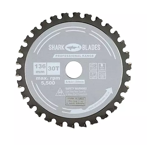 Shark Blades Circular Saw Blade 136 x 30T TCT Metal Cuts ideal For
