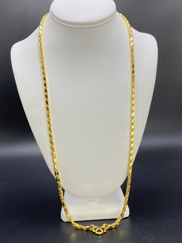 24k Gold slanted Box Chain Necklace 85 