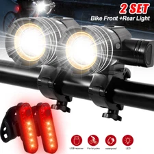 40000Lm Super Bright LED MTB Bike Light Bicycle Front & Rear Lamp Rechargeable