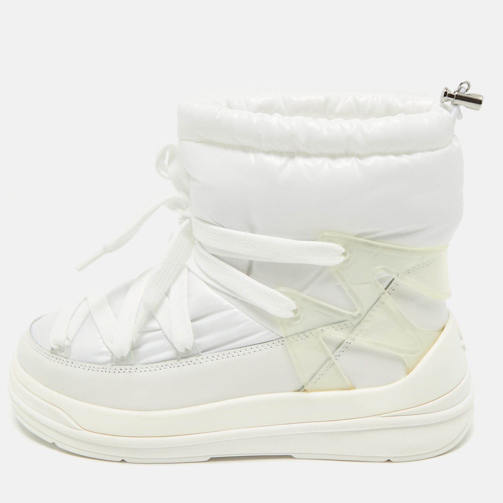Moncler White Nylon Leather Insolux Snow Boots Women's Size 38