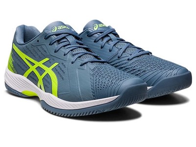 Size 13- ASICS Men's Solutions Swift FF Steel Blue/ Hazard Green-1041A298-401