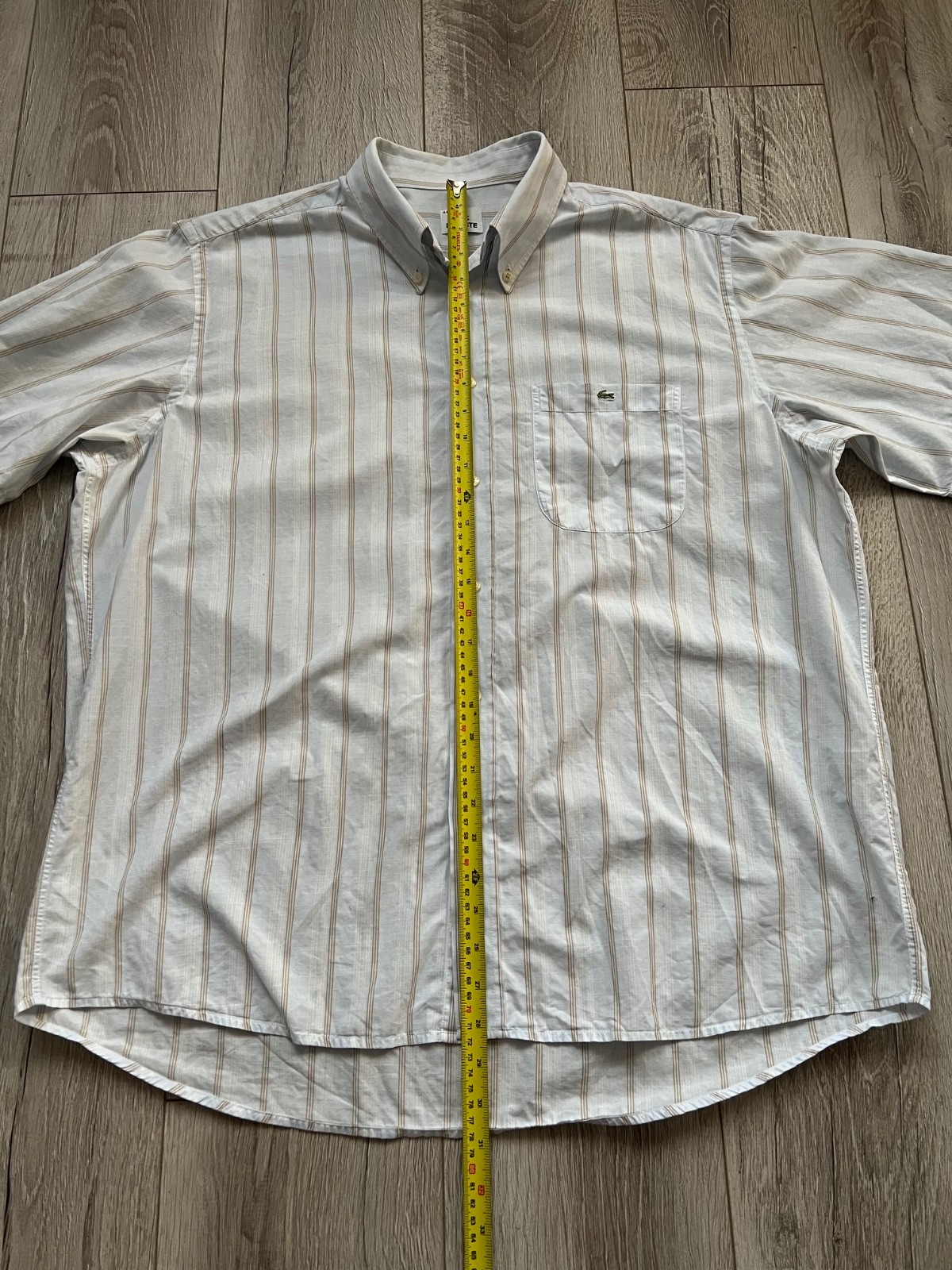Mens Lacoste Striped Shirt Short Sleeve Size 44 Light Blue Casual thumbnail 12