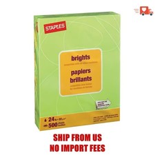 Staples Brights Multipurpose Paper, 24 lbs. 2-PC , 8.5" x 11", Lime, 500/Ream