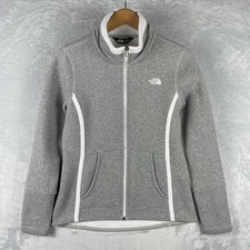 THE NORTH FACE Women's Heather Grey Full Zip Fleece Jacket Size Small Thumbholes