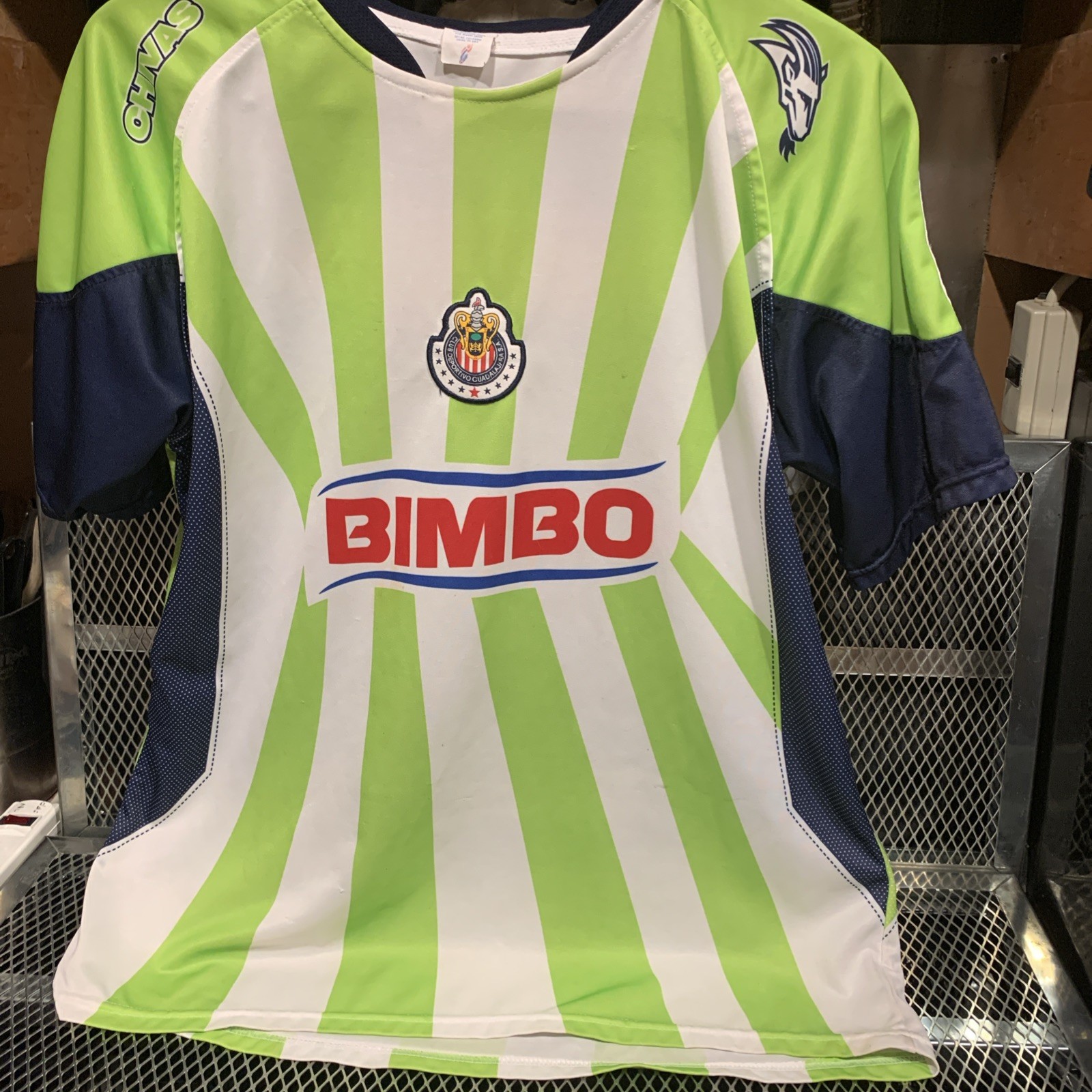 Chivas Guadalajara Jersey Mens Medium Yellow Blue Liga MX Soccer Shirt Bimbo 4