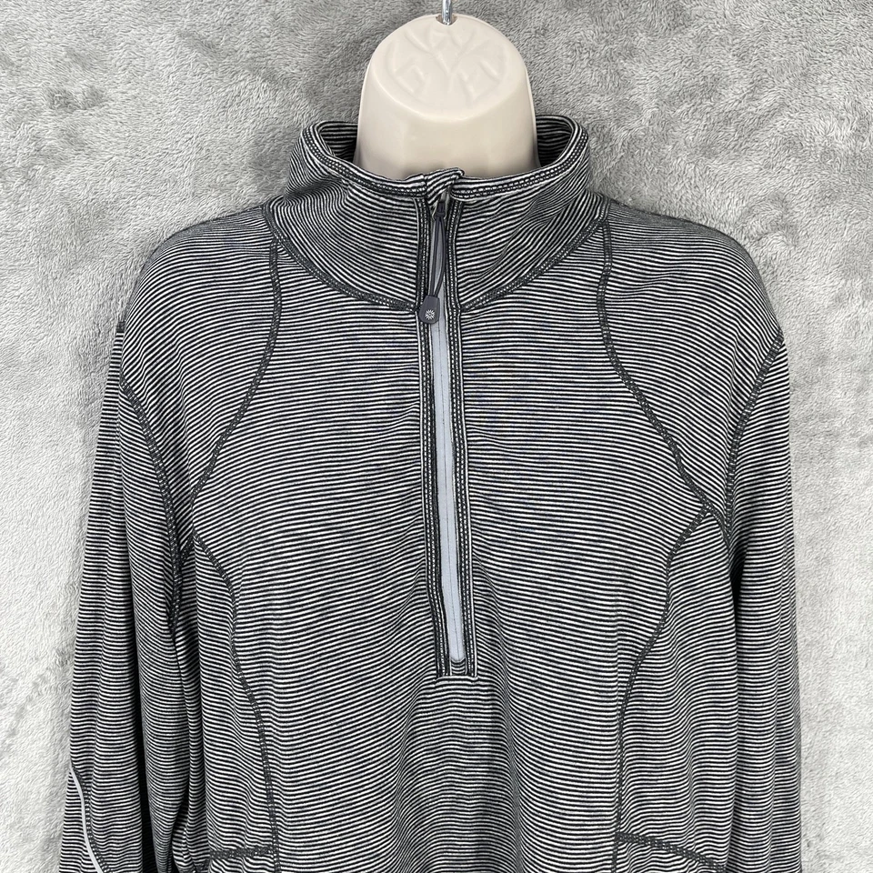 Pulôver feminino tangerina academia atlética listrado quarto de zíper manga longa tamanho XL - Imagem 4 de 4