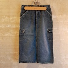 462a. blue vintage Old Navy cotton denim 90s 2000s y2k cargo midi skirt 12 youth