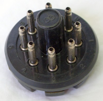 Amphenol Black 8-pin Octal Plug Vintage New Old Stock NOS USA
