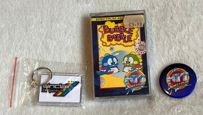 Spectrum 48 / 128 Bubble Bobble von Hit Squad - funktioniert, GRATIS Abzeichen + Schlüsselanhänger