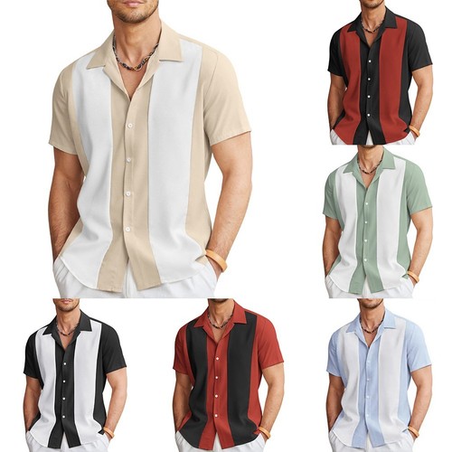 Comfy Men Shirt Tops Button Down Casual Daily Hawaiian Holiday Loose Regular - Picture 3 of 16