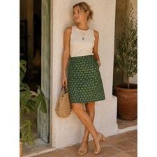 Maeve Anthropologie Skirt Women 4 Green Excellent Lined Textured Polka Dot Mini