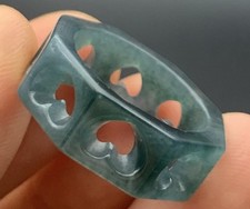 Video Certified Green A Jadeite Jade Heart Round Circle Ring NO. 5.5  420083