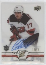 2020-21 Upper Deck Clear Cut Rookie Exclusives 53/65 Yegor Sharangovich Auto 0nc