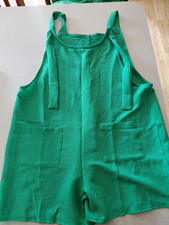 Women s Green Textured Solid Romper Size L Sl...