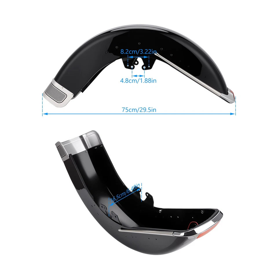 Vivid Black Front Fender Assembly For Harley Touring Road King FLHR 2014-2024 Foto 2 de 4