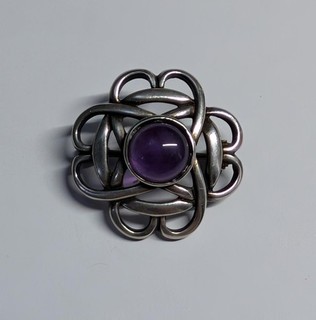 Vintage Sterling Silber & Amethyst Edelstein schottisches keltisches Design Brosche