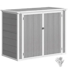 Outsunny 4.7 x 2.5FT Outdoor Storage Shed for Trash Cans, Lockable, Gray