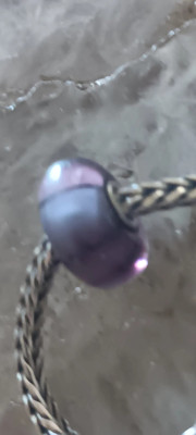 Authentic Trollbeads Purple Stripes Glass Charm Bead 