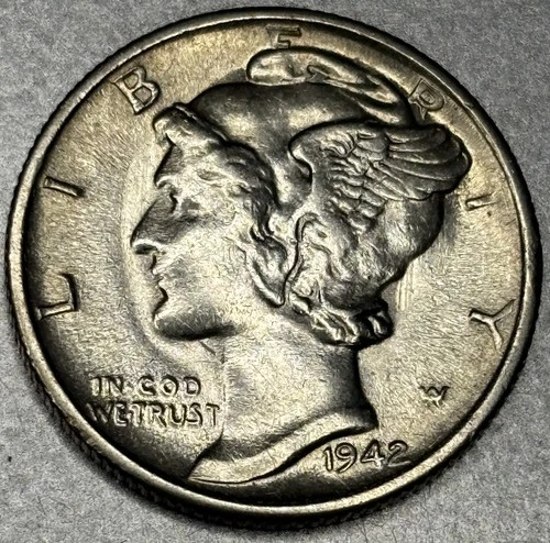 1942-S Mercury Dime 10c UNC Condition 90% Silver - 1169