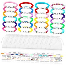 24 Sets Colorful Class Friendship Bracelets Clay Beaded Rainbow Letter