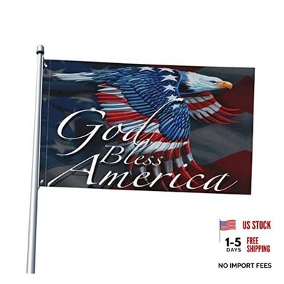 God Bless American Flag Eagle Patriotic Happy July 4th Welcome Party Black12