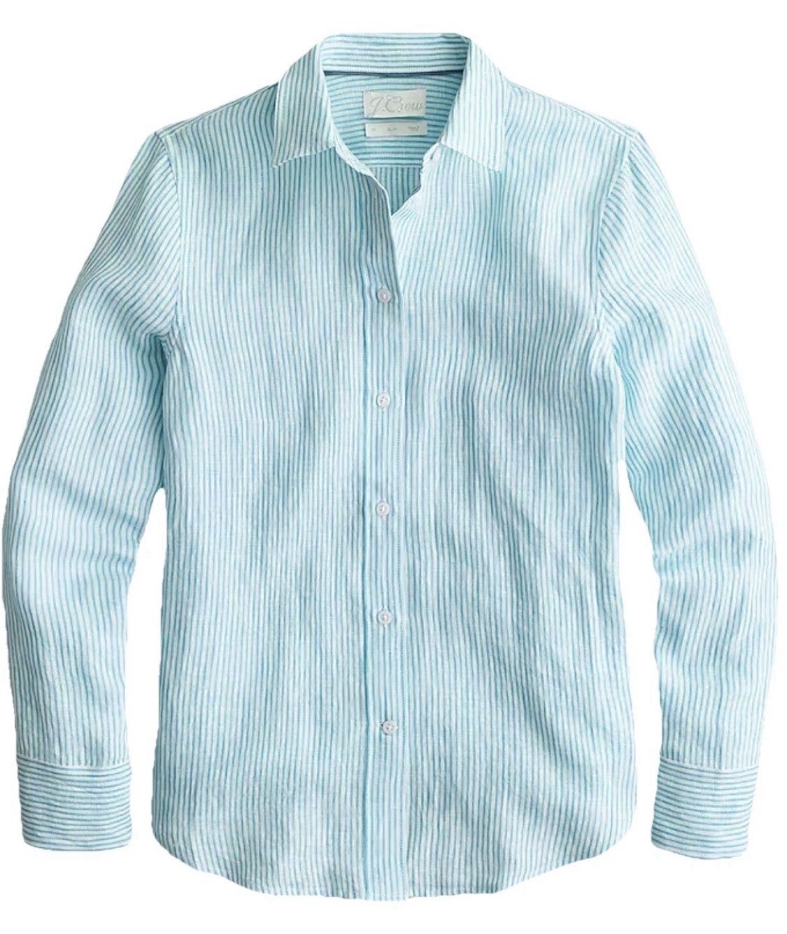 J Crew Women’s Top 8 Slim 100% Linen Baird Mcnutt Irish Linen Blue White