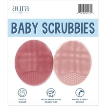 S T INC. Cradle Cap Brush for Baby, 2 Pack, 2" x 2.5", Pink