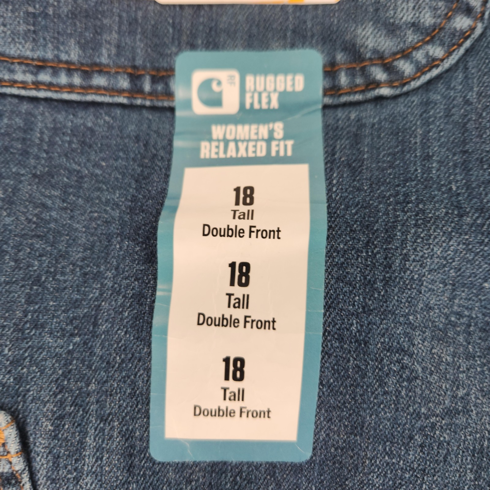 Carhartt Rugged Flex Double Front Jeans Womens 18 Tall Blue Work Relaxed Fit thumbnail 5
