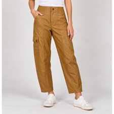 Anthropologie Faux Leather Cargo Pants Camel Tan High Waist Tapered Size 00