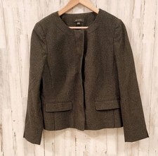 Ann Taylor Size 10 Crew Neck Suit Jacket Charcoal Gray Collarless