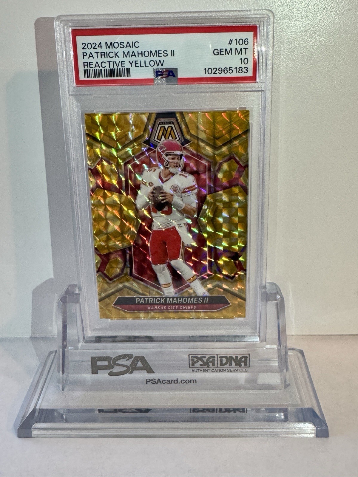 2024 Mosaic Patrick Mahomes #106 Reactive Yellow - PSA 10 GEM MT 💎🔥 KC Chiefs
