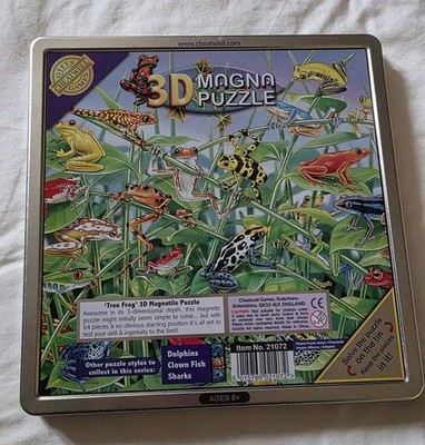 Vintage Cheatwell Games 3D Frosch Magna Puzzle Portrait 64 Teile Magnetdose 8+