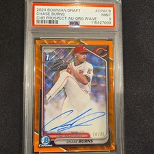 2024 Bowman Draft -  Chase Burns Auto #CPA-CB Orange Wave Refractor /25 (AU, RC)