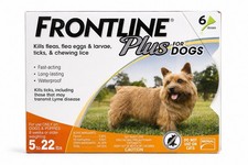 FRONTLINE Plus Flea Tick Control For Dogs 5 - 22 Lbs. 6 - Doses - New Sealed