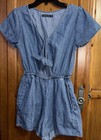Abercrombie & Fitch Short Romper Juniors XS Blue Denim Pockets Tie Front Snap — photo 1