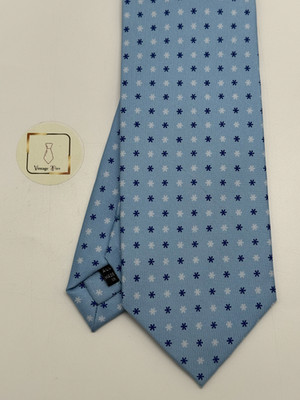 E.Marinella Seidenkrawatte blau geometrisches Muster klassisch Made in Italy