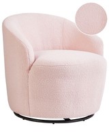 Drehsessel Bouclé Rosa 360° Drehbar Geschwungene RüCkenlehne Retro Design Davik