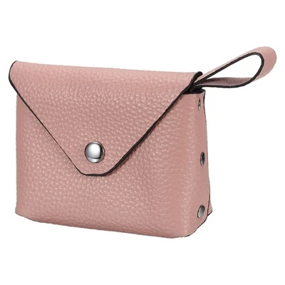 Leder Münzbeutel, kleine Münztasche, Handtasche mit Griff für Light Pink - Bild 1 von 4