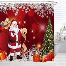 Tall Shower Curtain Christmas, Holiday Long Shower 72"W x 84"L Pack of 1 