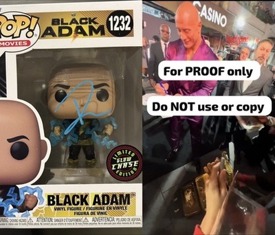 Signed The Rock Dwayne Johnson Autogramm Black Adam Funko Pop mit Proof & COA