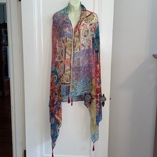 Large multi pattern multi colored polyester scarf/wrap